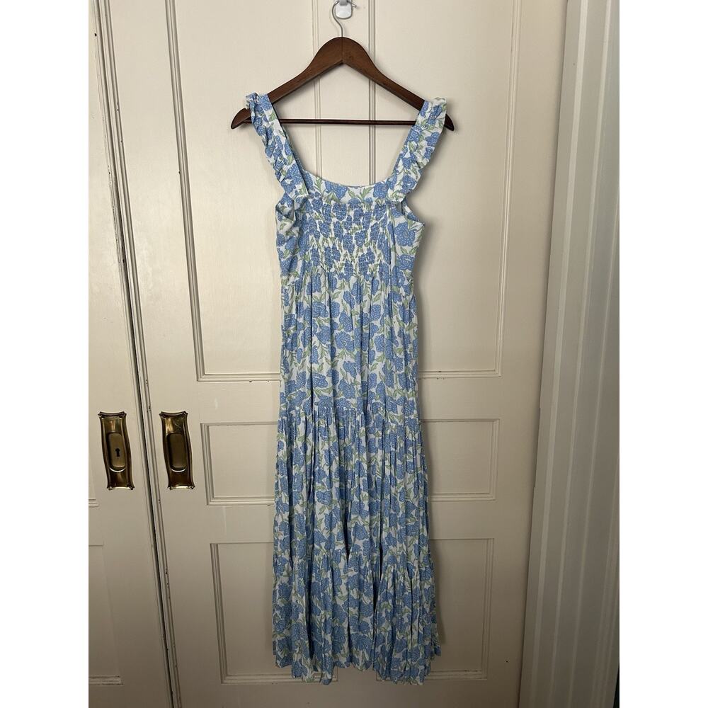 Haute Hippie Floral Tiered Maxi Dress Womens Size Small Blue White Boho Festival - Picture 3 of 10